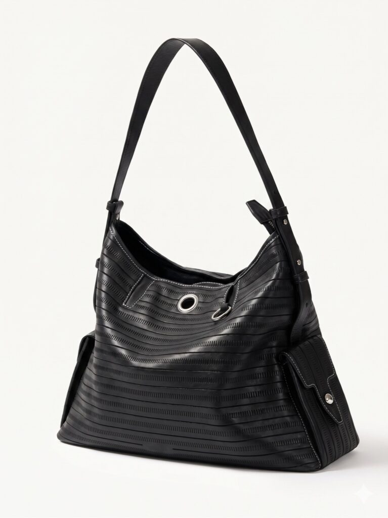 Eel Track™ ET-01 leather material applied on hobo bag for bag development and China leather sourcing