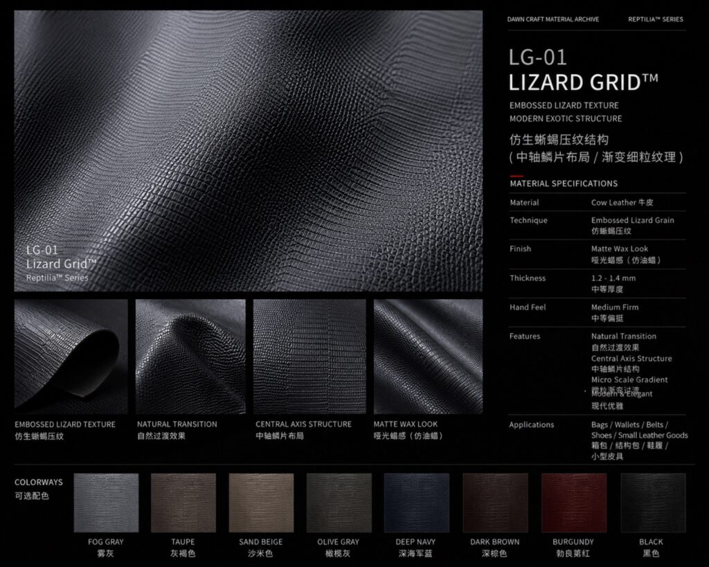 Lizard Grid™ LG-01 leather material main image
