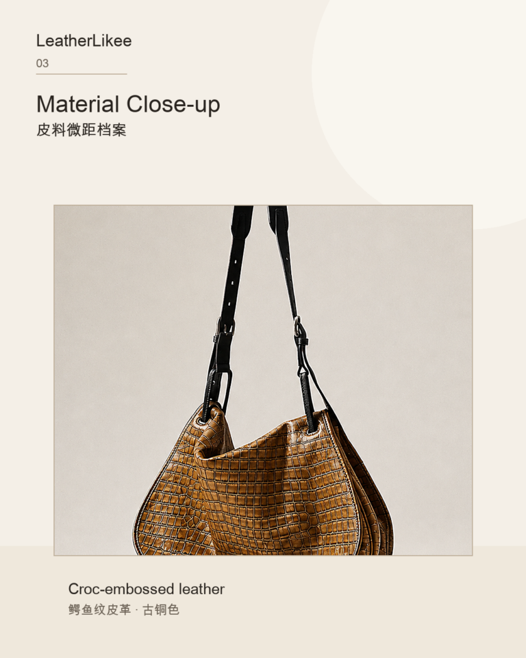 Bronze Croc™ RC-BRONZE embossed leather texture reference for China leather sourcing