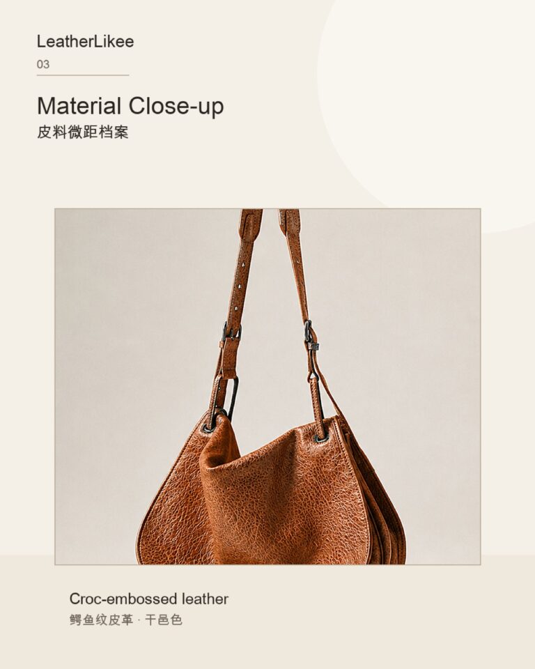 Cognac Croc™ RC-COGNAC embossed leather texture reference for China leather sourcing