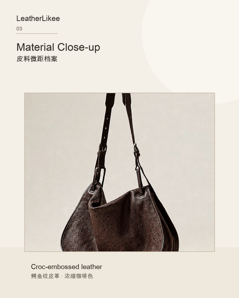 Espresso Croc™ RC-ESPRESSO embossed leather texture reference for China leather sourcing