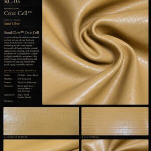 Sand Glow Croc Cell RC-03 crocodile embossed leather material swatch