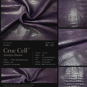 Croc Cell RC-02 crocodile embossed leather material archive image for bag development and China leather sourcing