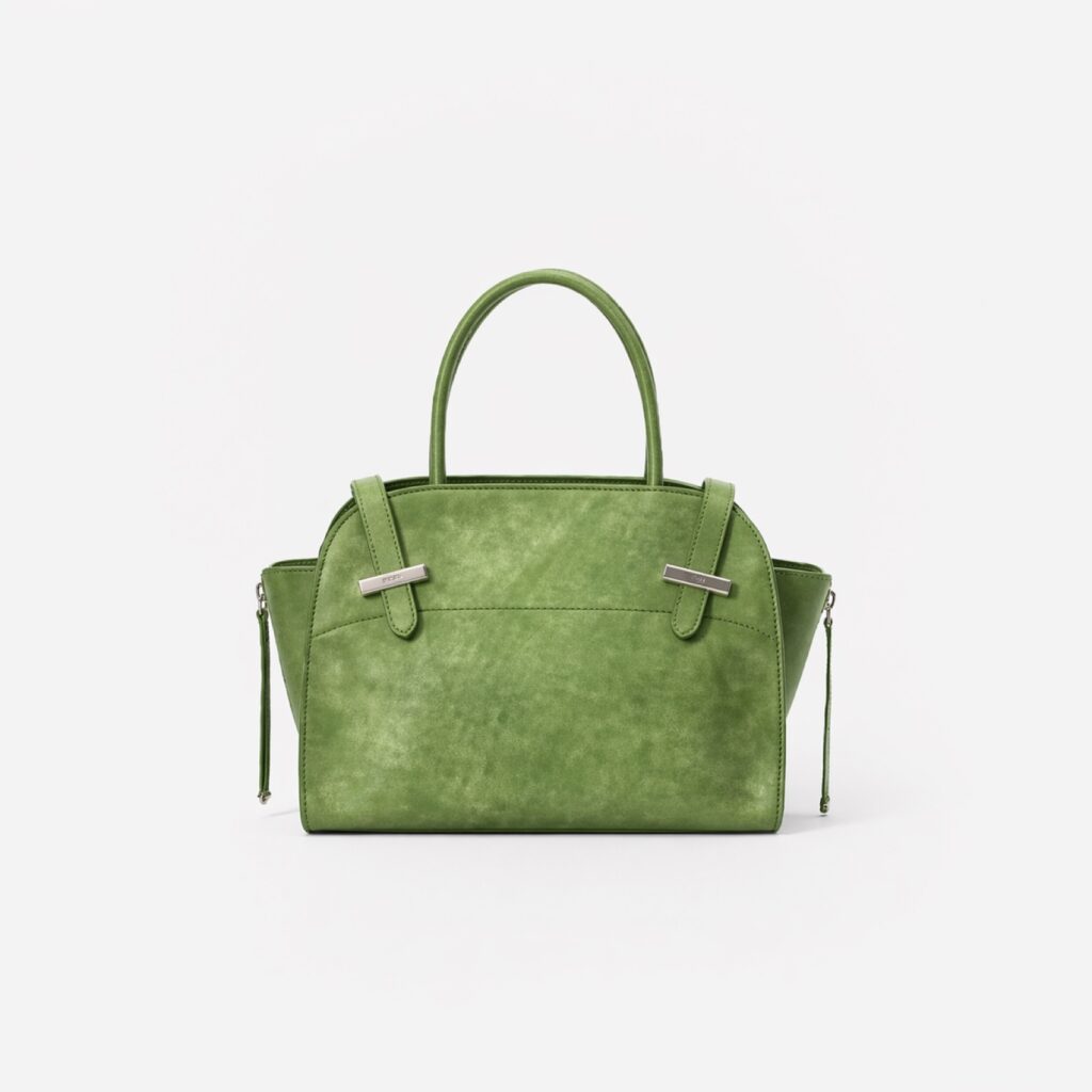 Resin Snow™ RS-01 leather material applied on small tote bag for bag development and China leather sourcing